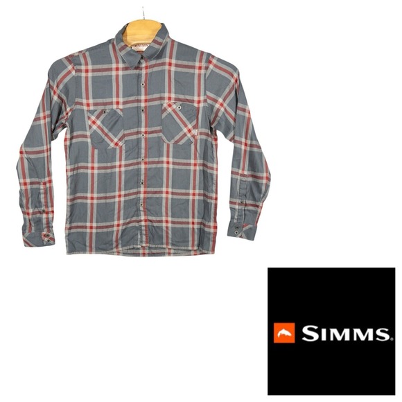 Simms Fishing Plaid Tencil Button Up Shirt Mens M Gorpcore Outdoors Camping - Picture 1 of 9